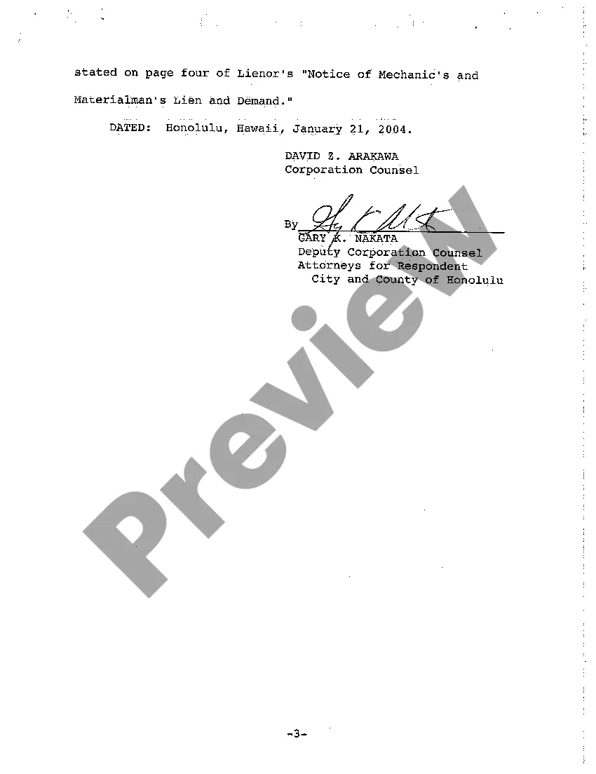 Preview A06 Respondent's Statement of Position to Application for Mechanic's and Materialman's Lien