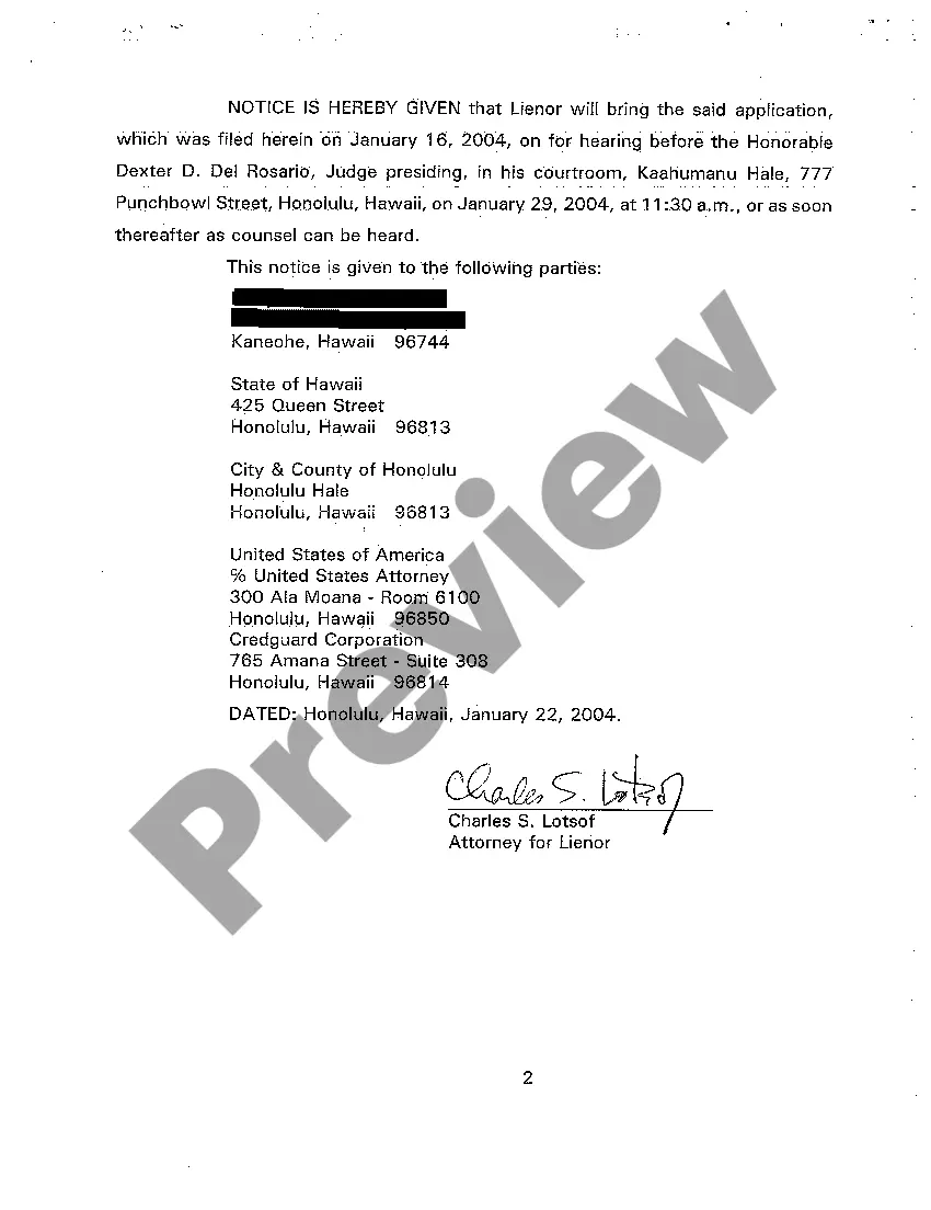 Get A07 Amended Notice of Hearing on Application for Mechanic's and Materialman's Lien Preview A07 Amended Notice of Hearing on Application for Mechanic's and Materialman's Lien