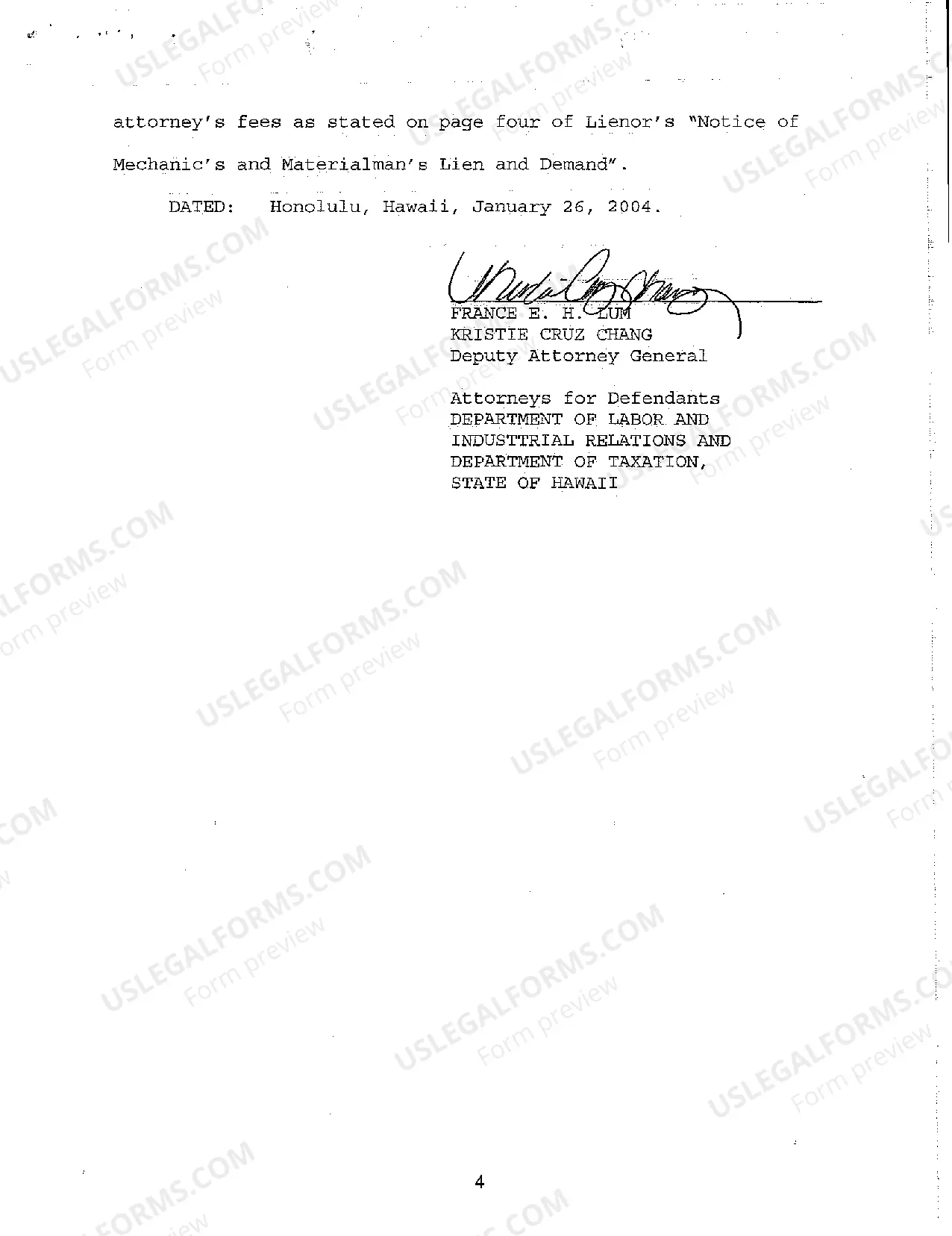 Preview A08 Response to Plaintiff's Application for Mechanic's and Materialman's Lien