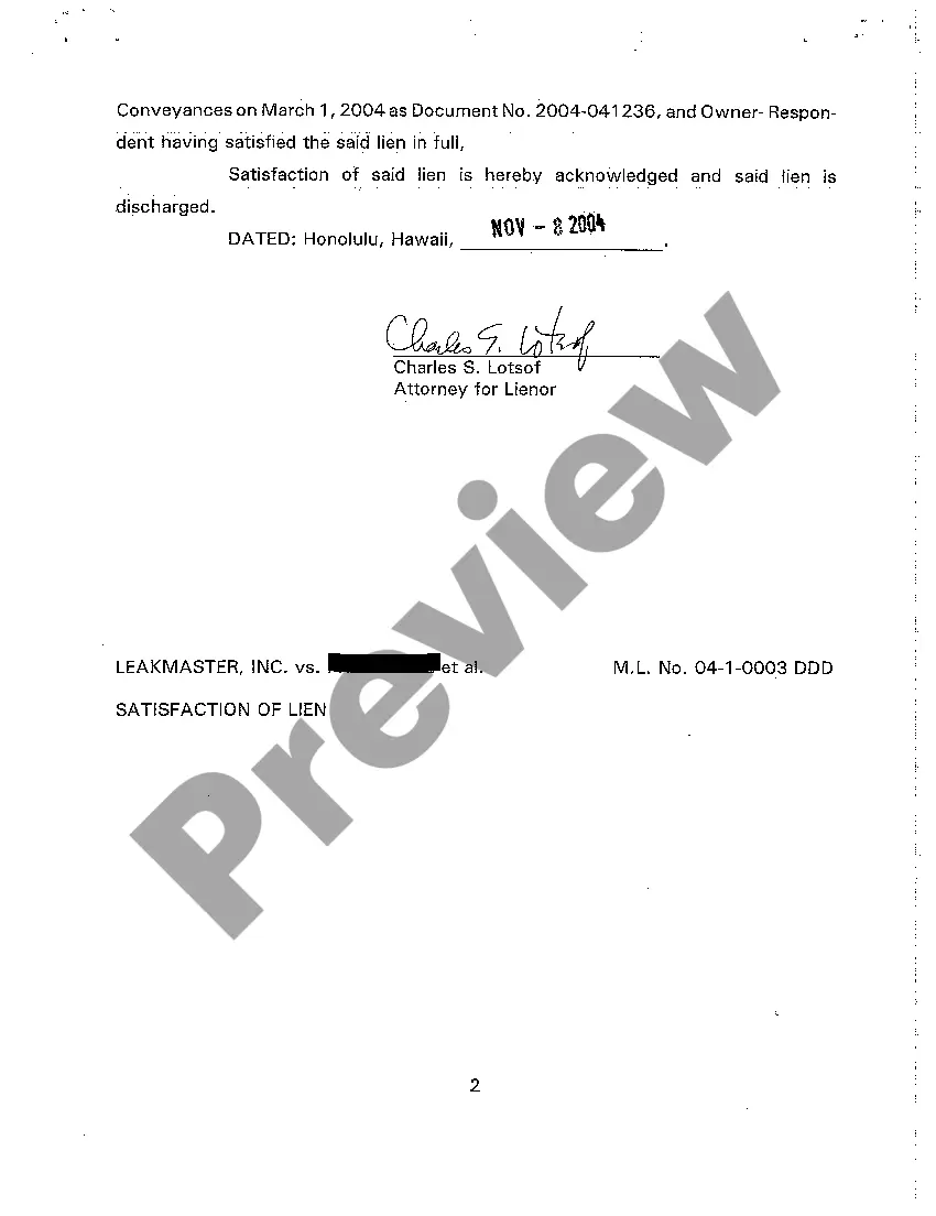 Preview A10 Satisfaction of Lien