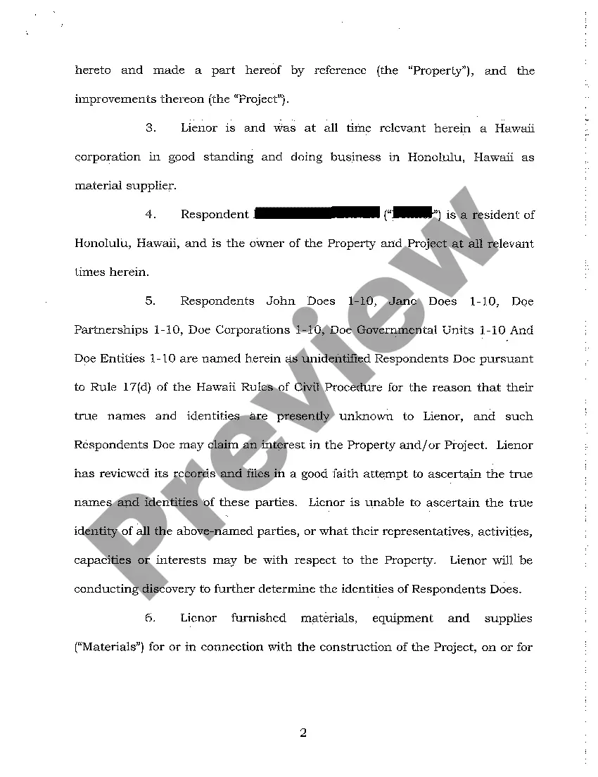 Preview A02 Notice of Mechanic's and Materialman's Lien and Demand for Payment