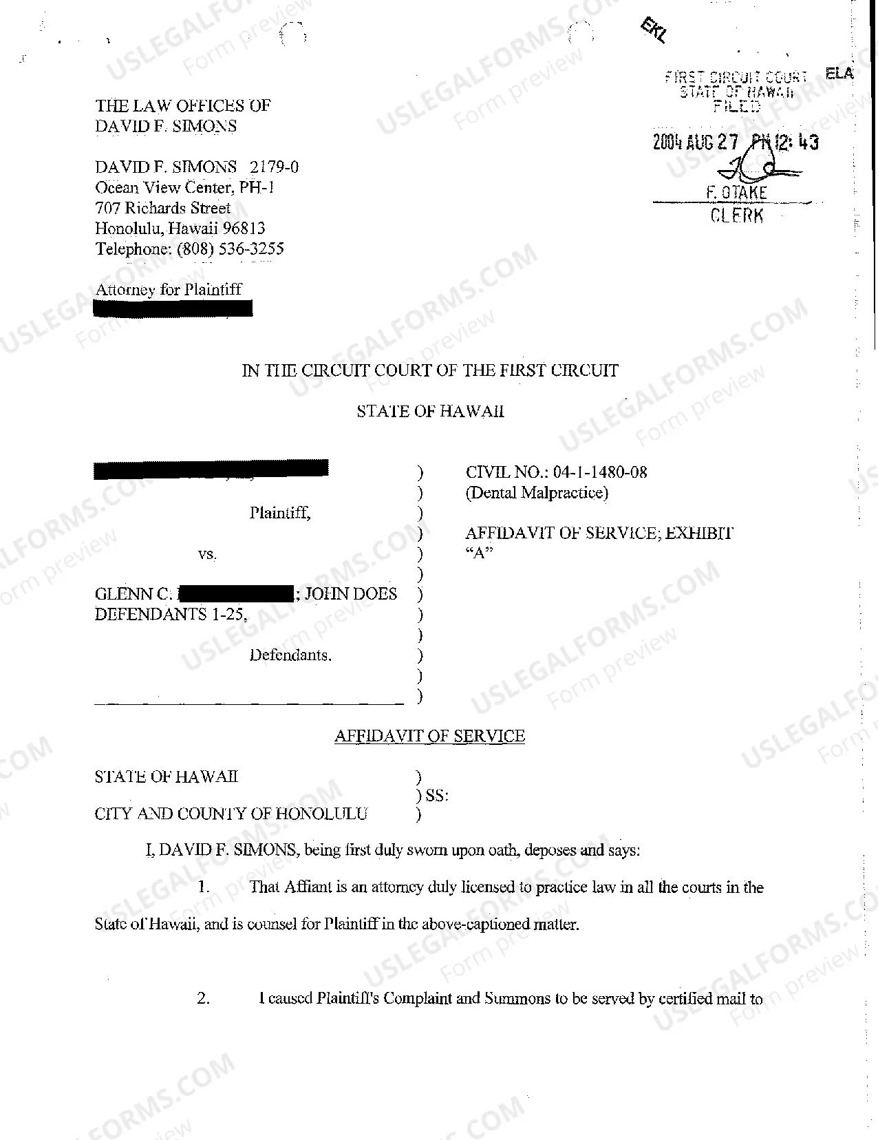 Preview A02 Complaint for Dental Malpractice