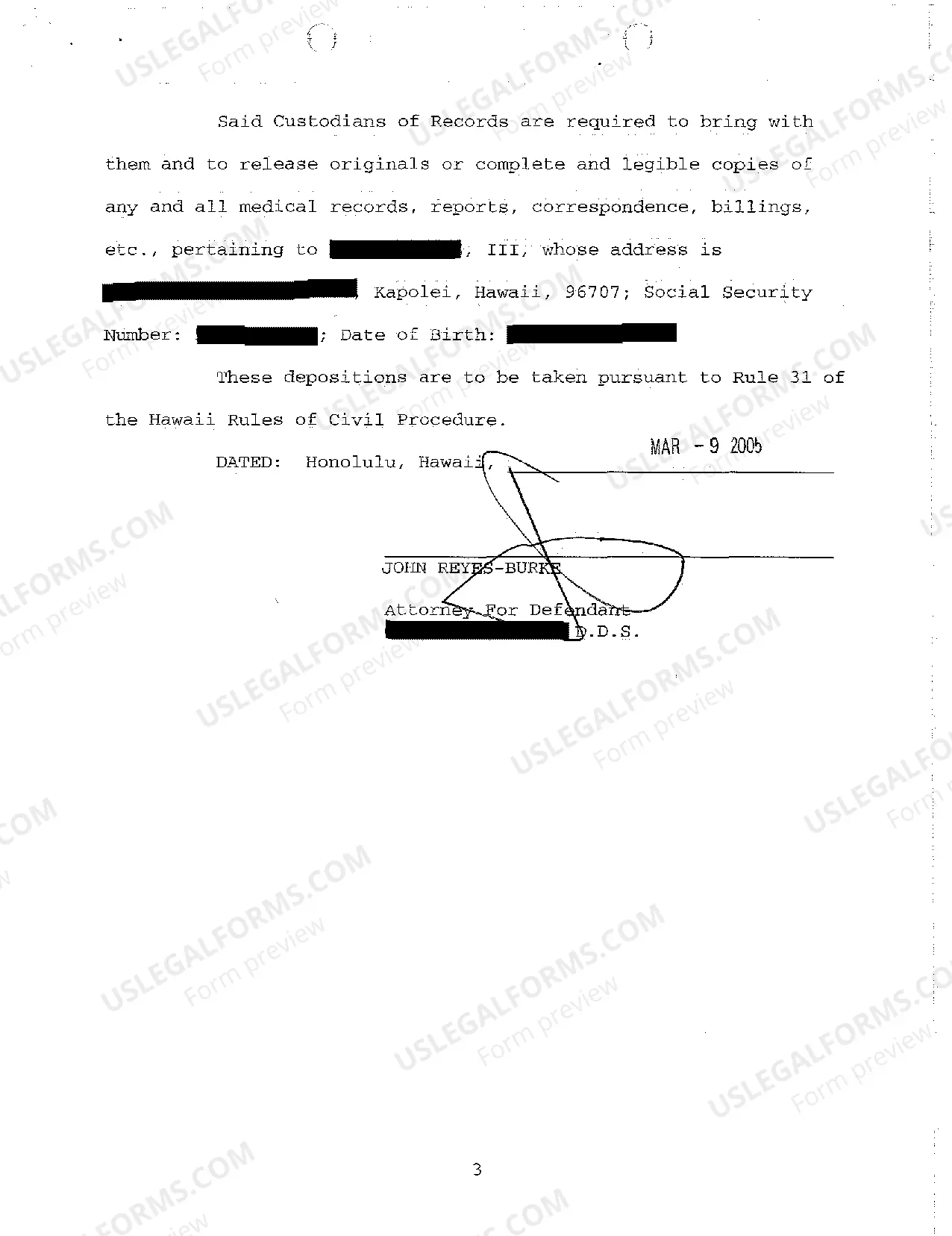 Preview A05 Notice of Taking Deposition Upon Written Questions