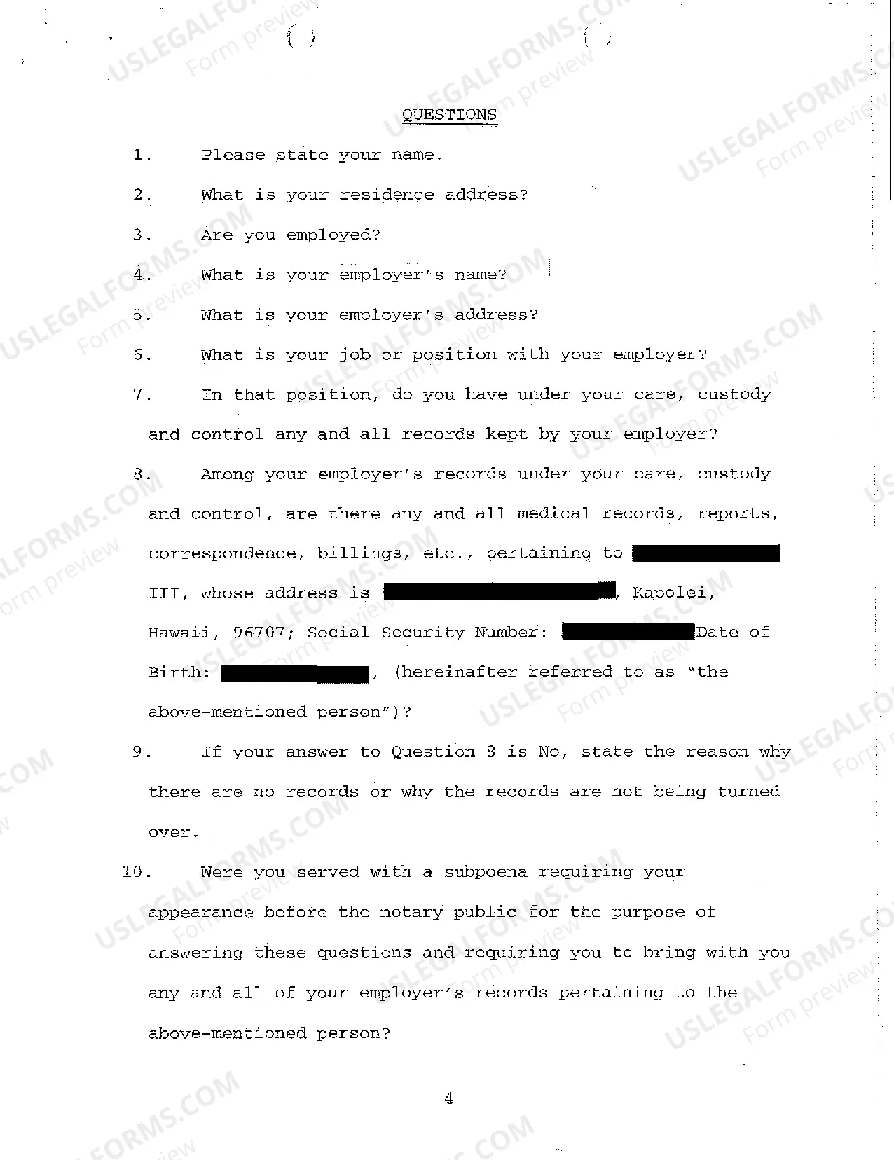 Preview A05 Notice of Taking Deposition Upon Written Questions