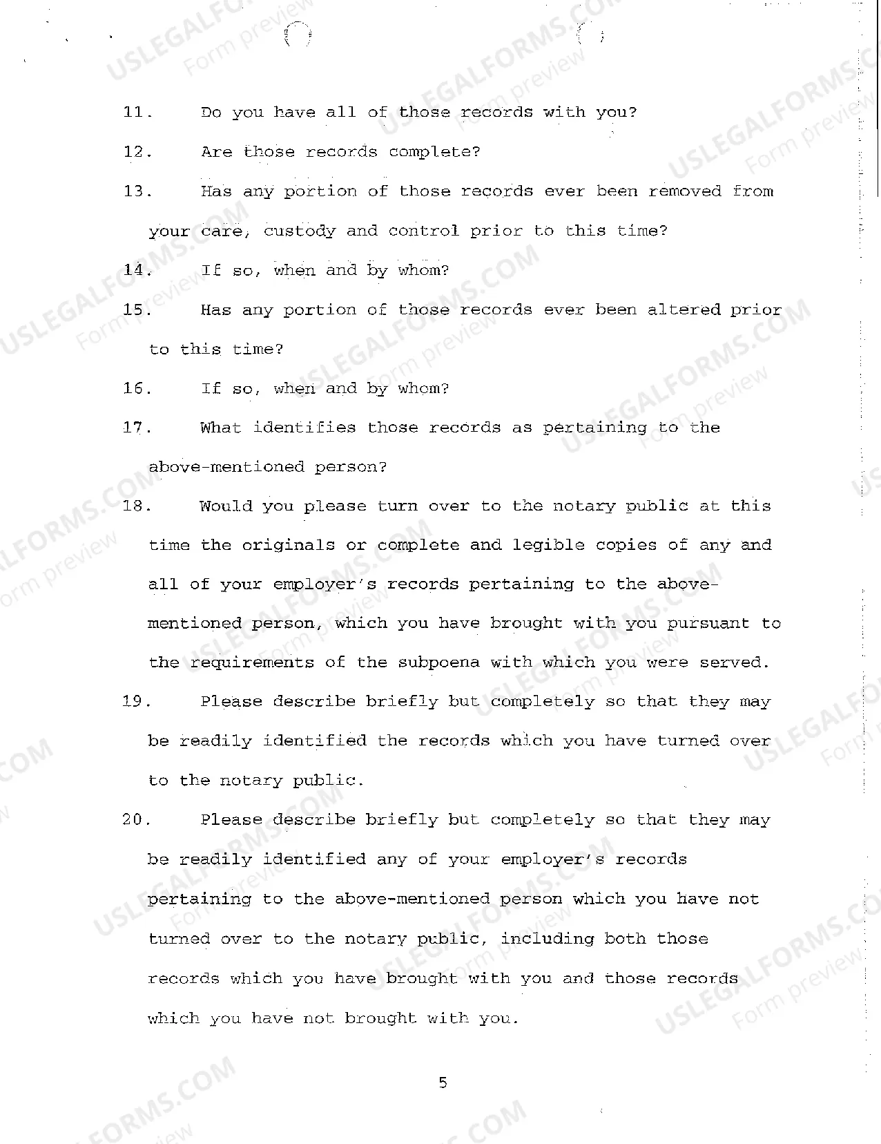 Preview A05 Notice of Taking Deposition Upon Written Questions