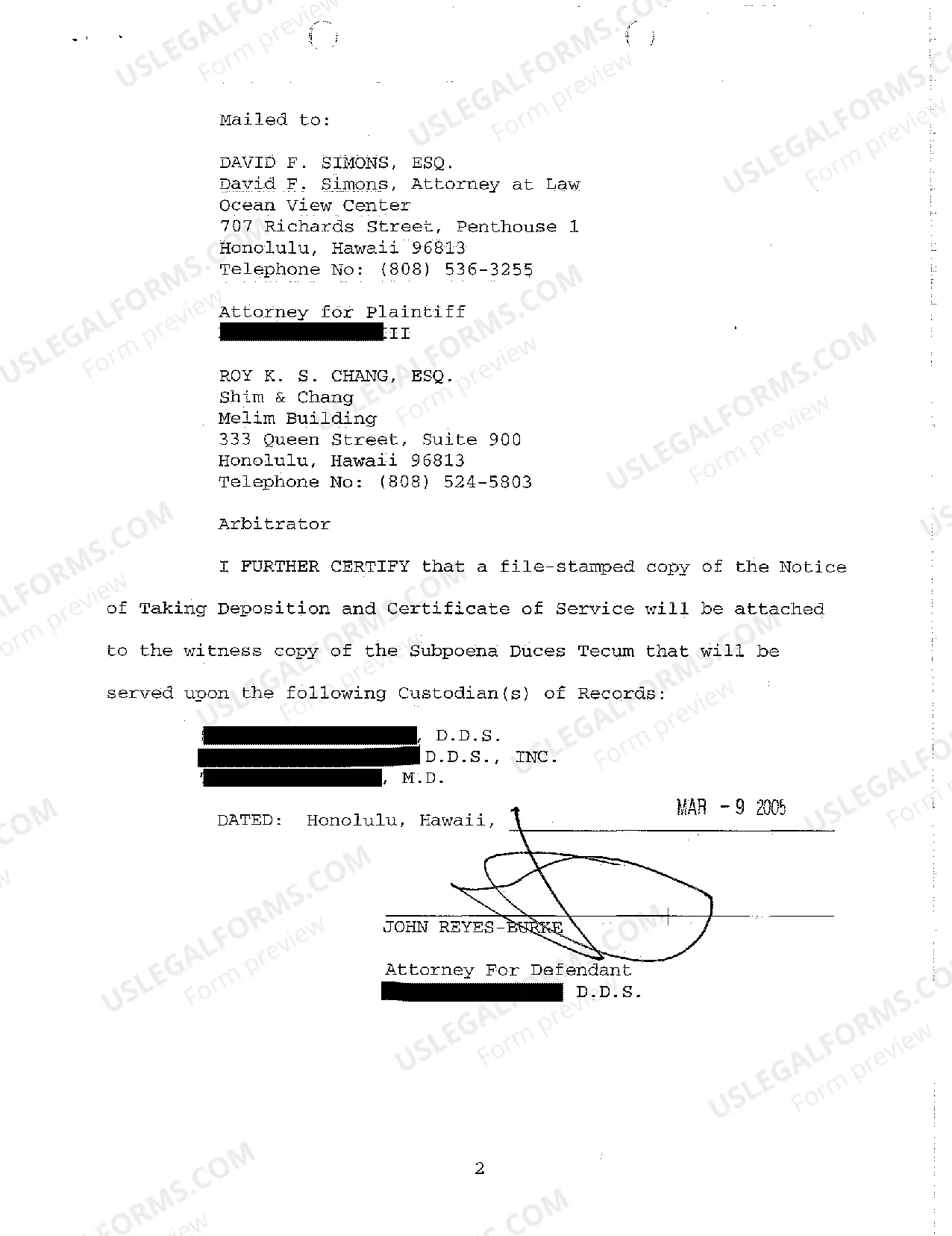 Preview A05 Notice of Taking Deposition Upon Written Questions