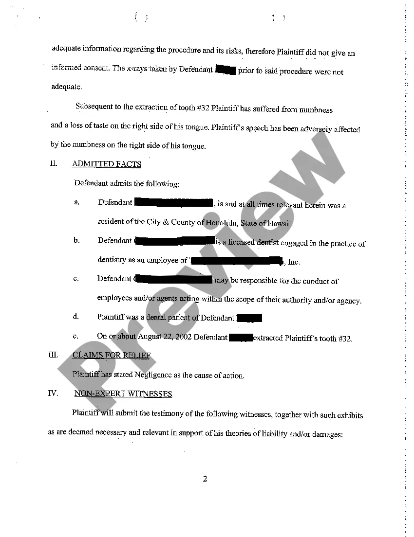 Preview A07 Plaintiff's Pretrial Statement