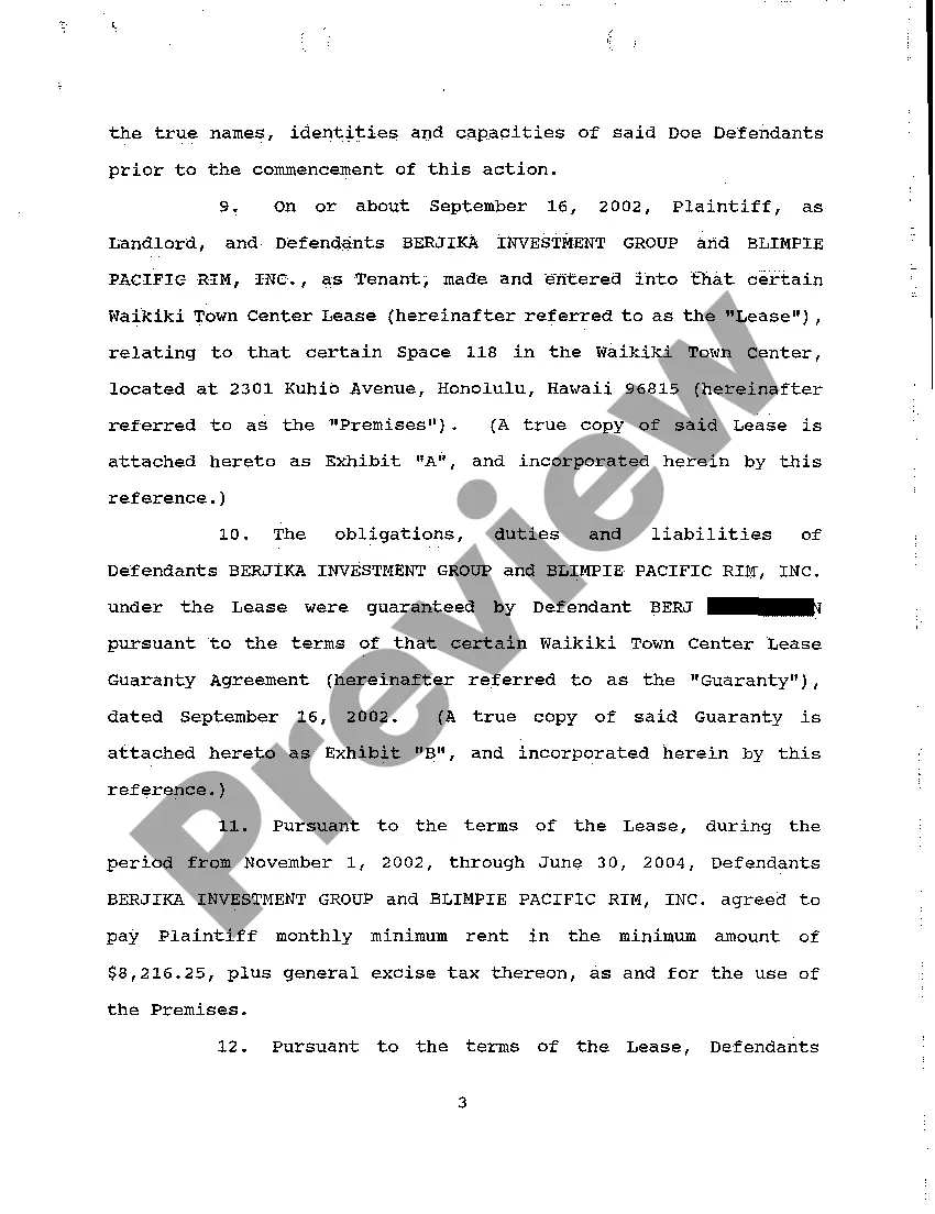 Get A02 Complaint for Breach of Lease Agreement to Rent Retail Space Preview A02 Complaint for Breach of Lease Agreement to Rent Retail Space