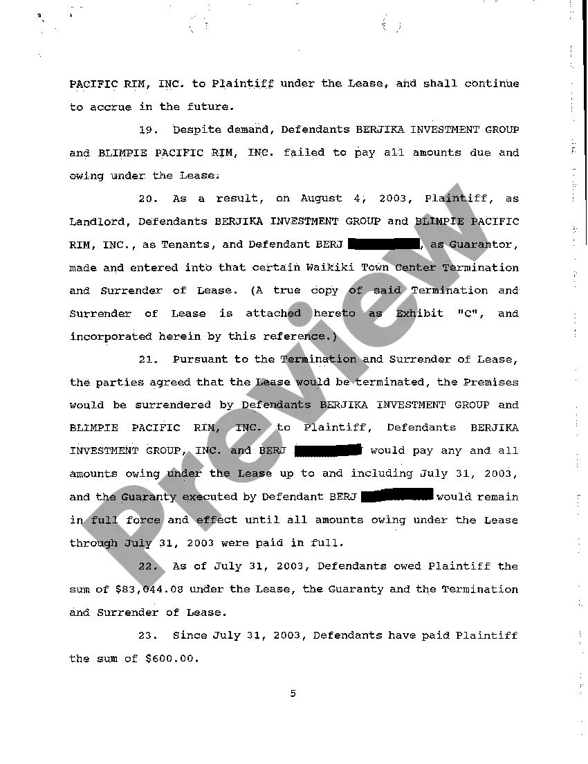 Get A02 Complaint for Breach of Lease Agreement to Rent Retail Space Preview A02 Complaint for Breach of Lease Agreement to Rent Retail Space