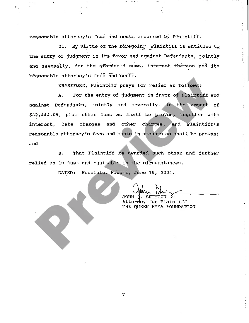 Get A02 Complaint for Breach of Lease Agreement to Rent Retail Space Preview A02 Complaint for Breach of Lease Agreement to Rent Retail Space