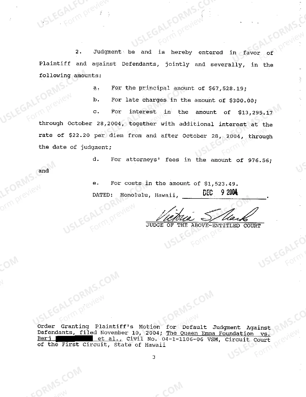 Preview A20 Order Granting Plaintiff's Motion for Default Judgment Against Defendants