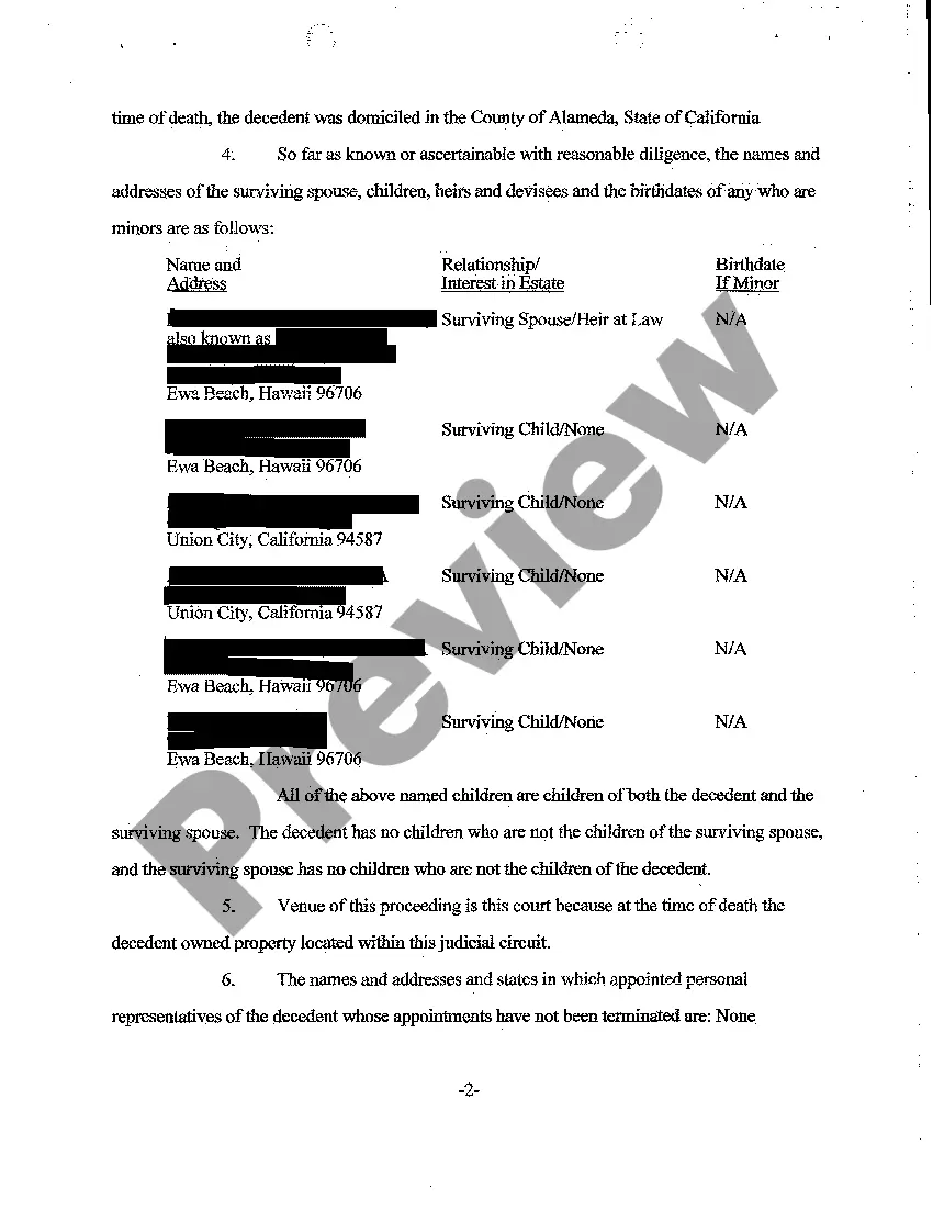 Preview A01 Petition for Adjudication of Intestacy, Determination of Heirs and Formal Appointment of Personal Representative