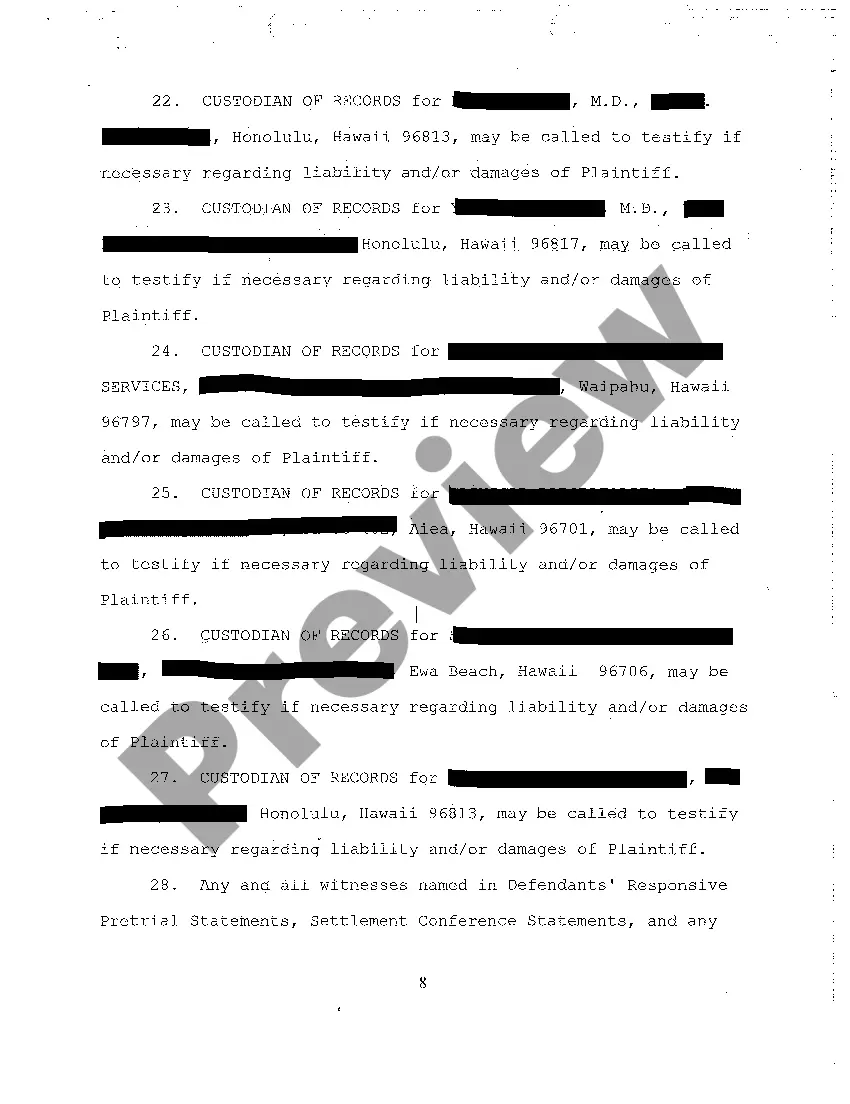 Preview A08 Plaintiff's Pretrial Statement