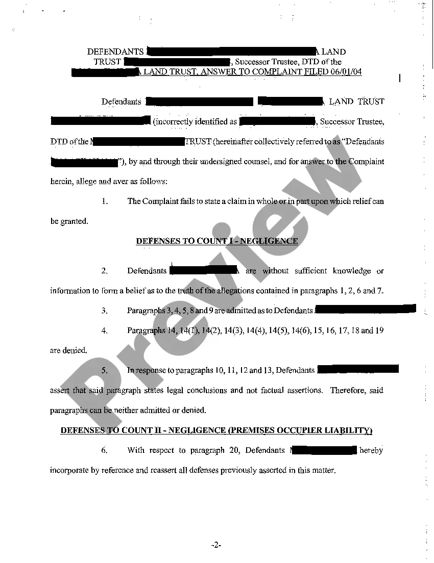 Preview A09 Defendants Answer to Complaint