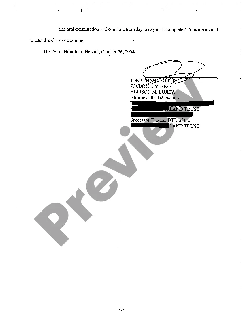 Preview A15 Notice of Taking Depositions of Plaintiffs Upon Oral Examination
