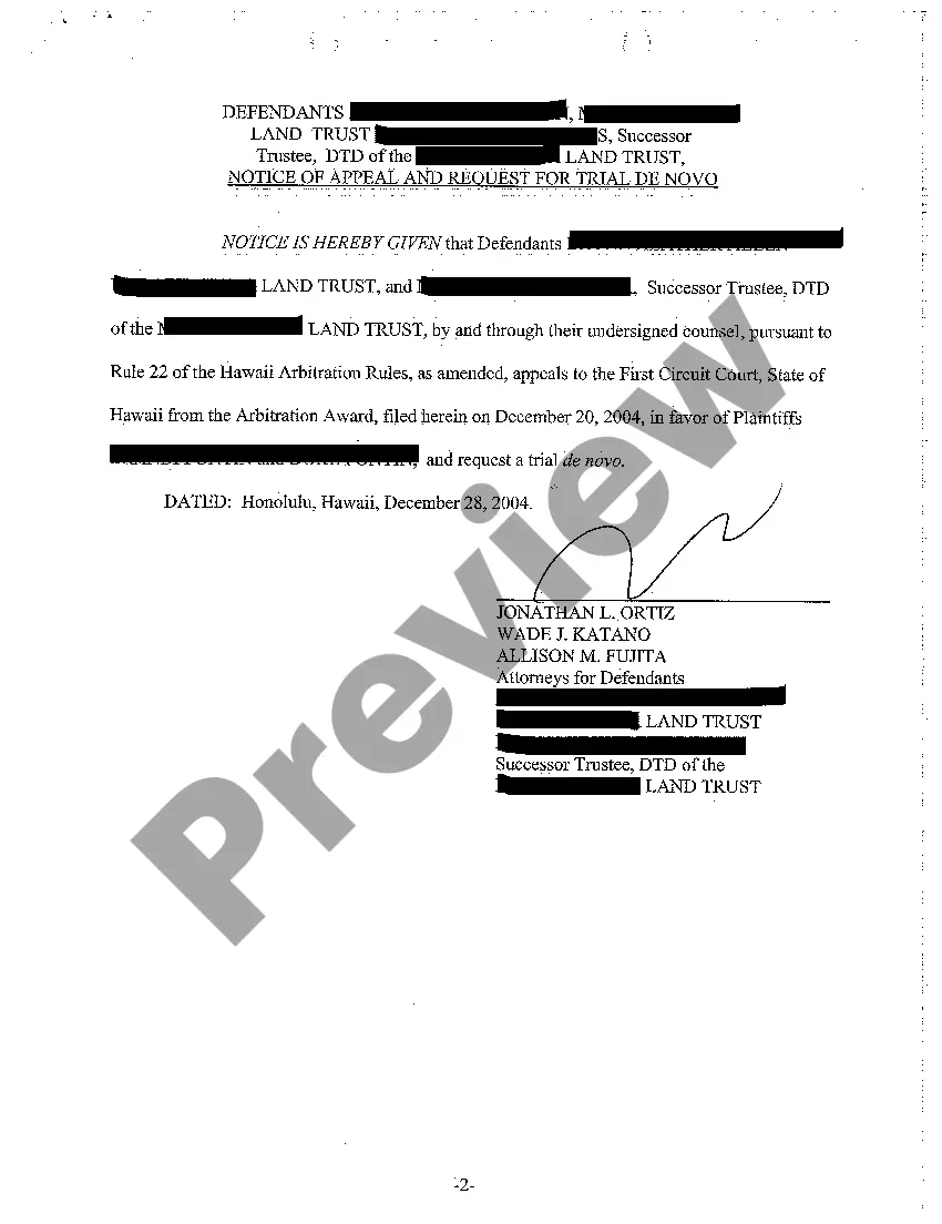 Preview A18 Defendant's Notice of Appeal and Request for Trial de Novo