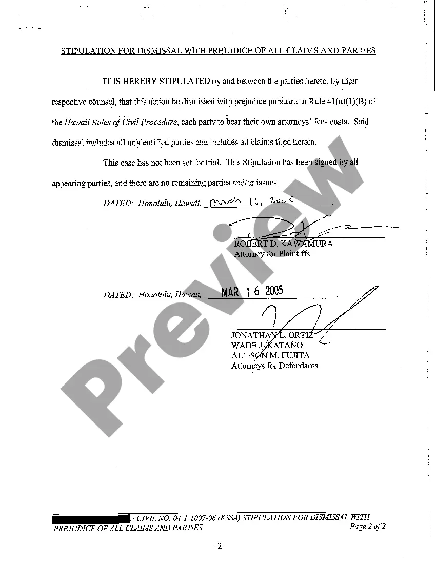 Preview A20 Stipulation for Dismissal with Prejudice of all Claims and Parties