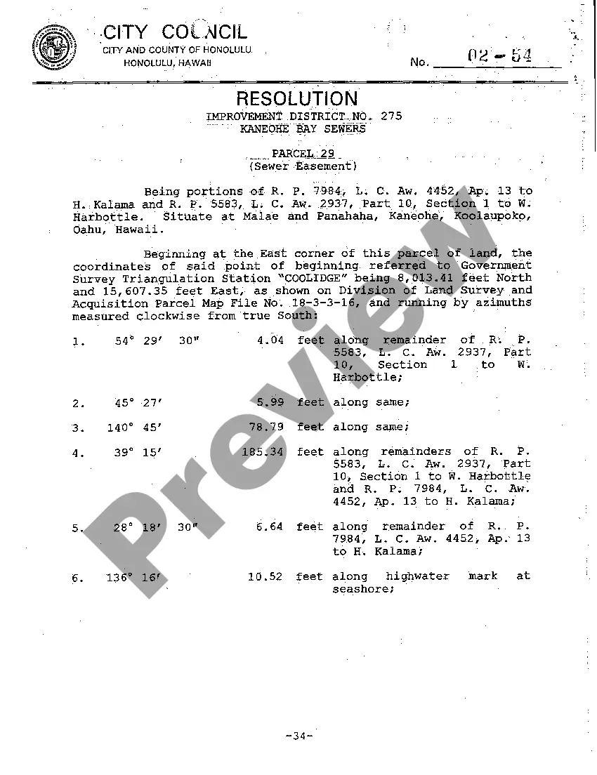 Preview A02 Complaint for Eminent Domain by City for Public Sewer Easement