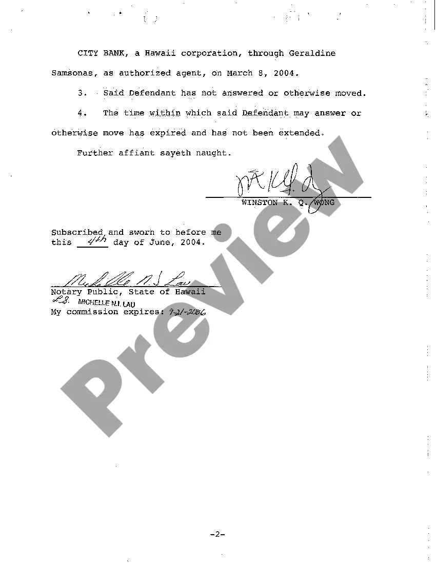 Preview A08 Application to Clerk for Entry of Default