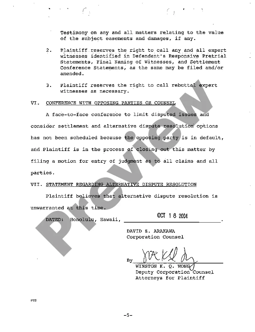 Preview A11 Plaintiff's Pretrial Statement