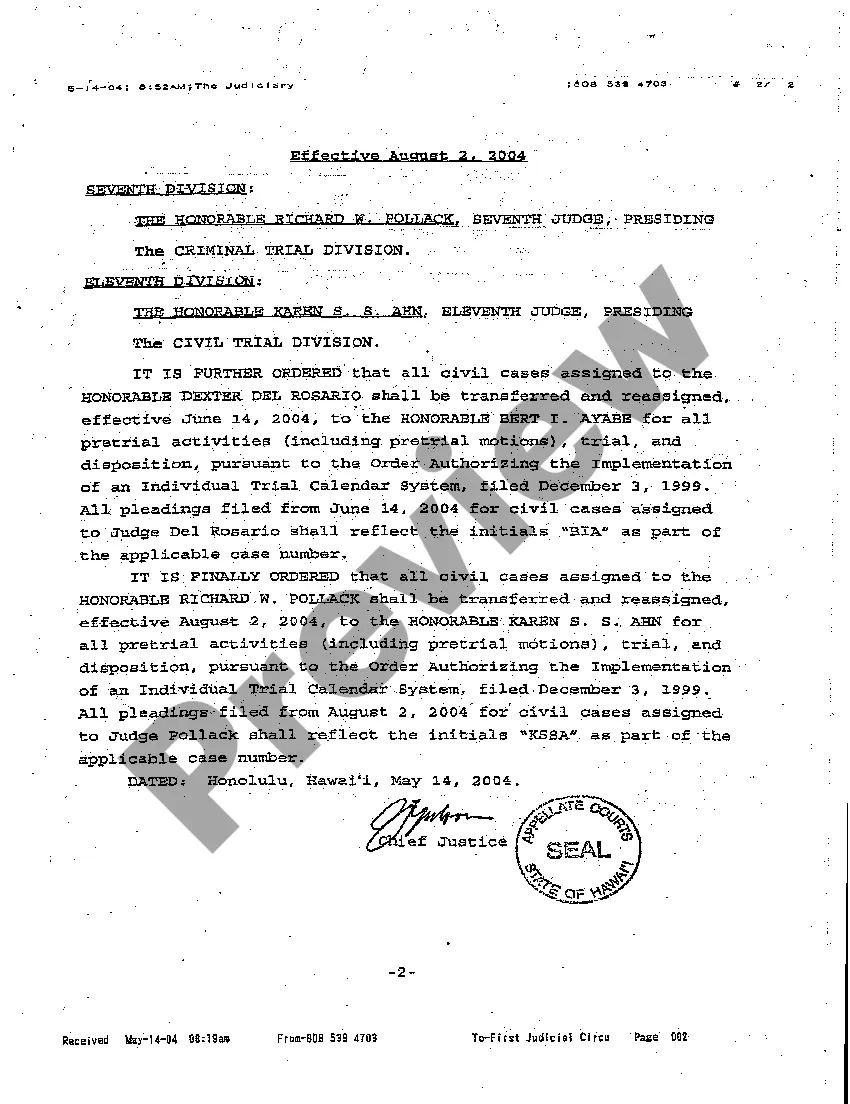 Preview A10 Reassignment of Case to Another Judge