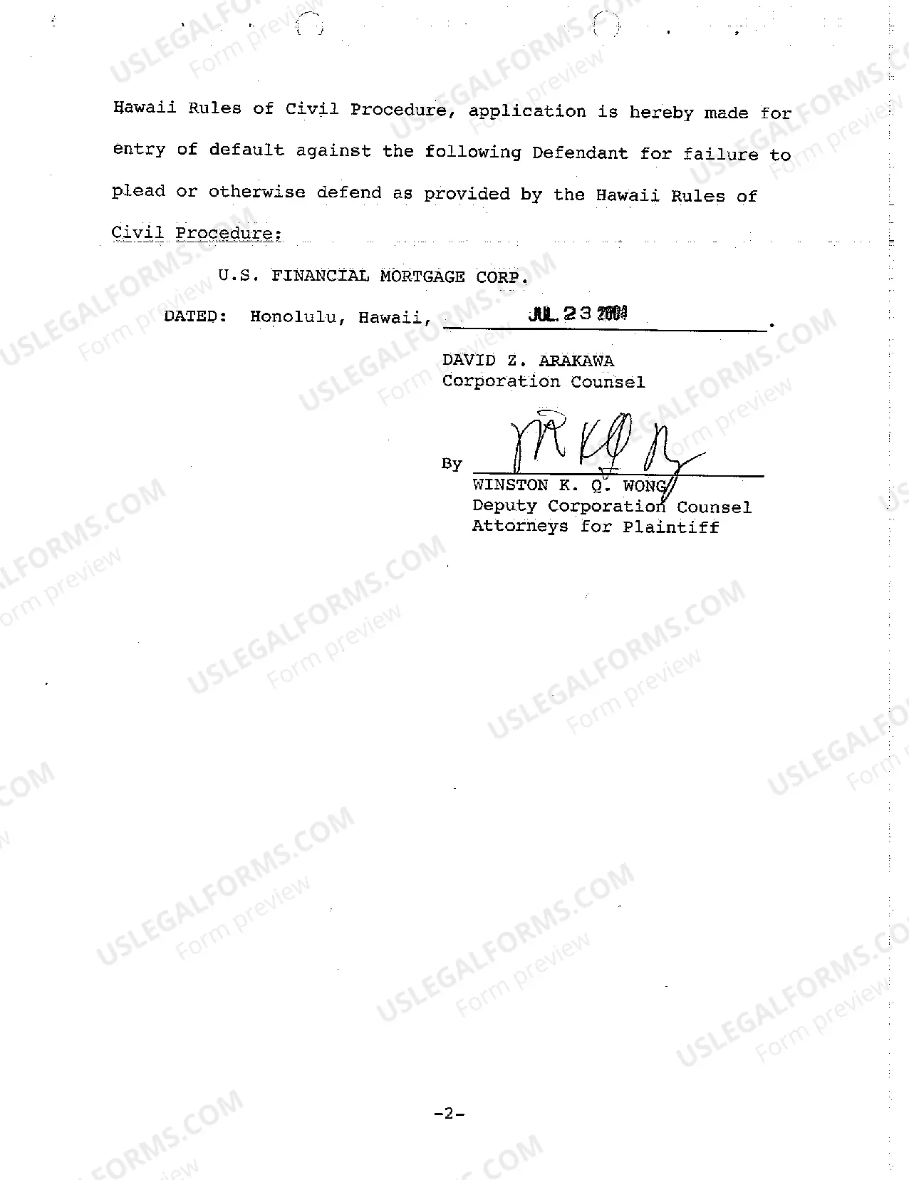 Preview A12 Application to Clerk for Entry of Default