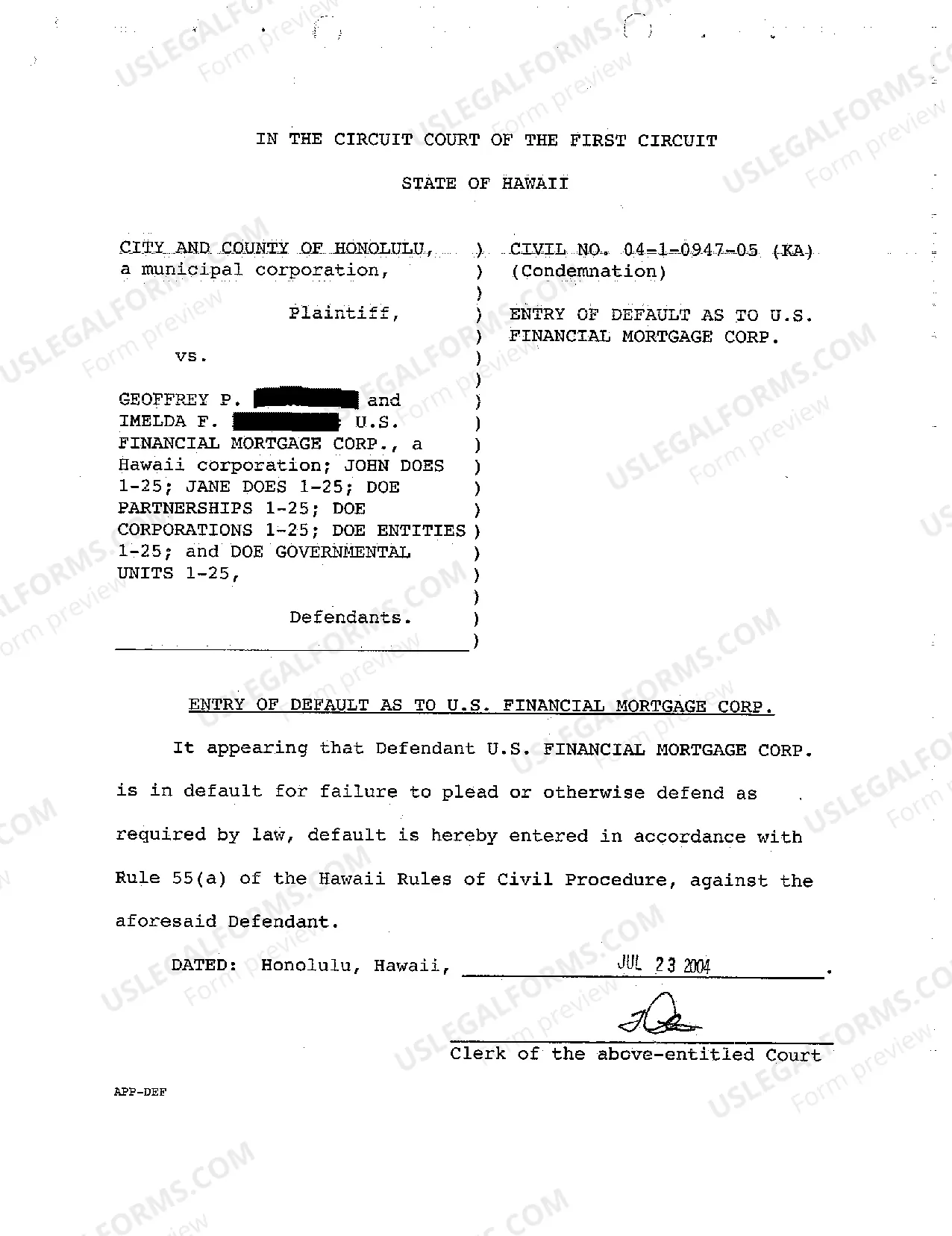 Preview A12 Application to Clerk for Entry of Default