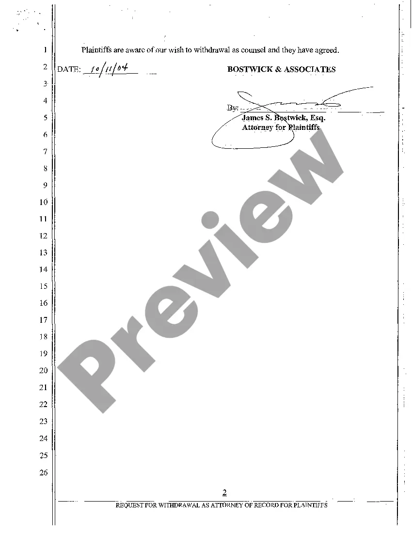 Preview A04 Request for Withdrawal as Attorney of Record for Plaintiffs