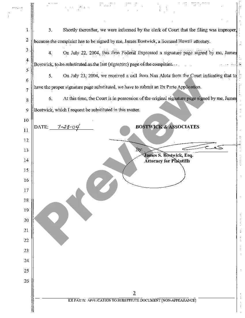 Preview A09 Ex Parte Application to Substitute Document
