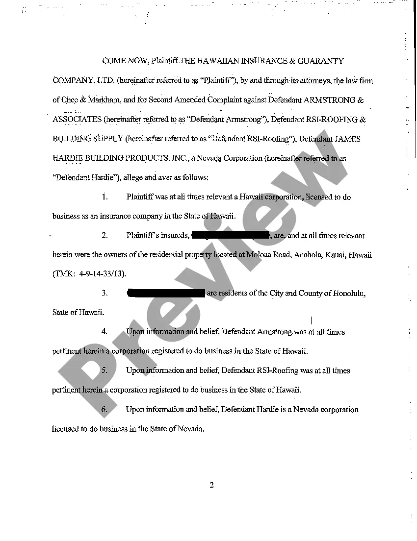 Get A06 Second Amended Complaint for Products Liability Resulting in Water Damage in Plaintiff's Home Preview A06 Second Amended Complaint for Products Liability Resulting in Water Damage in Plaintiff's Home