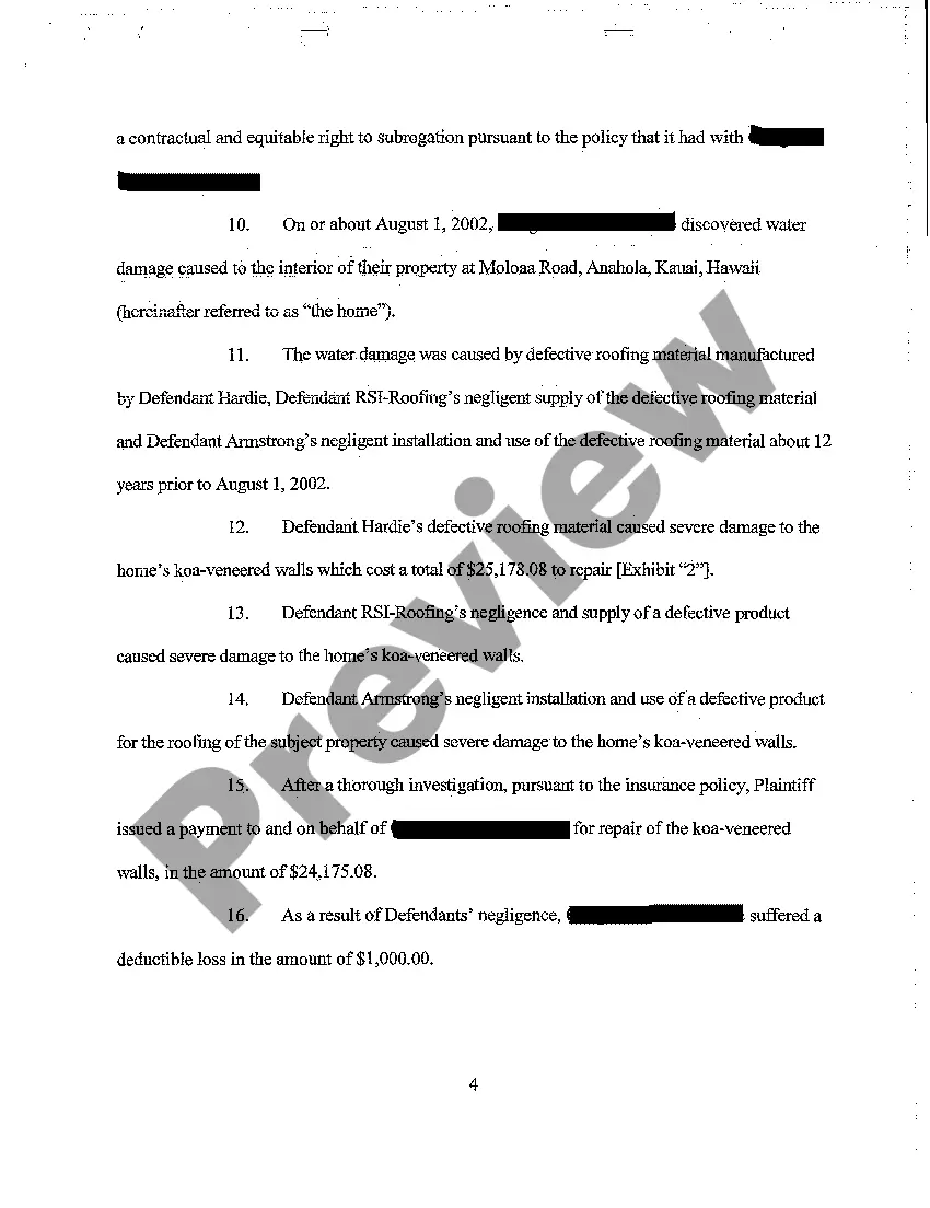 Get A06 Second Amended Complaint for Products Liability Resulting in Water Damage in Plaintiff's Home Preview A06 Second Amended Complaint for Products Liability Resulting in Water Damage in Plaintiff's Home