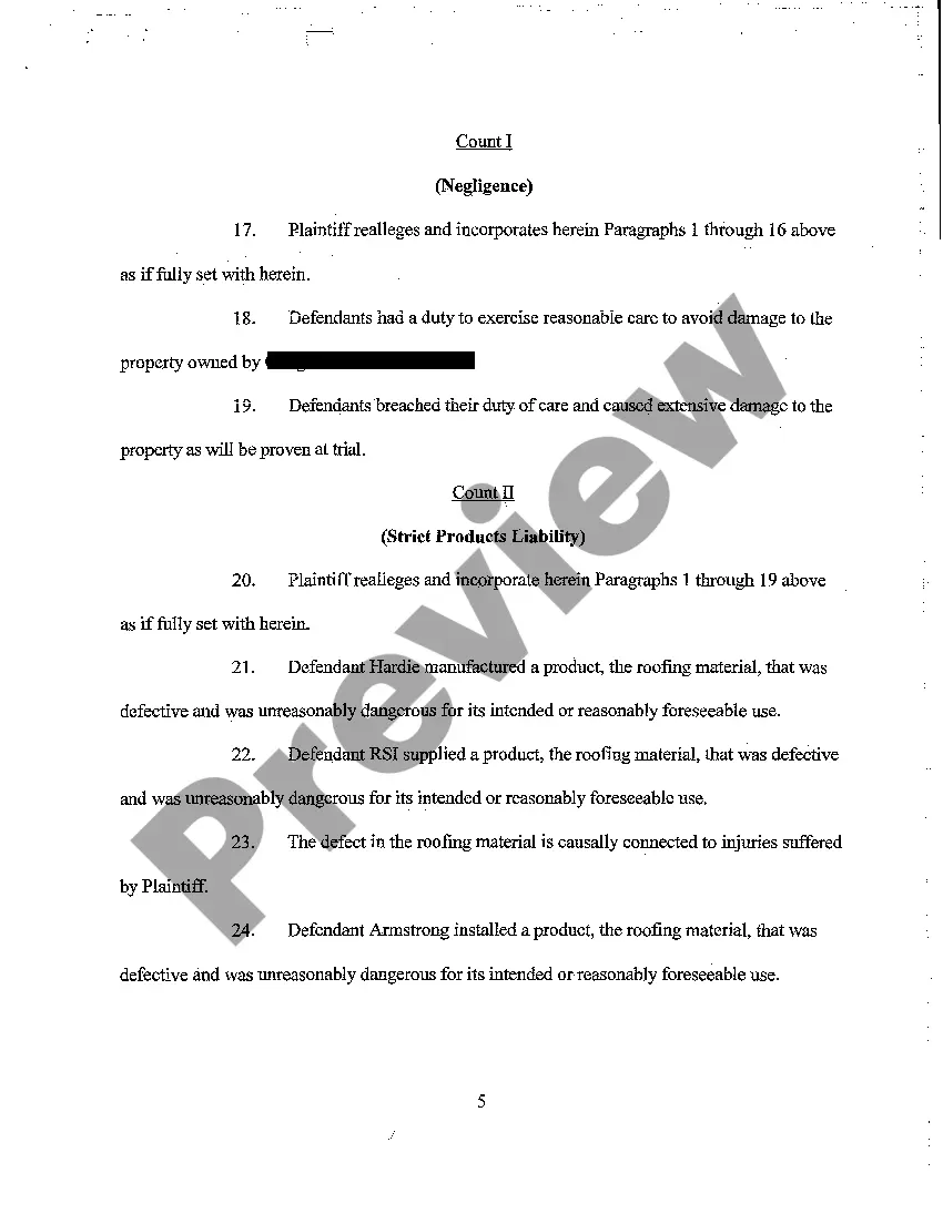 Get A06 Second Amended Complaint for Products Liability Resulting in Water Damage in Plaintiff's Home Preview A06 Second Amended Complaint for Products Liability Resulting in Water Damage in Plaintiff's Home
