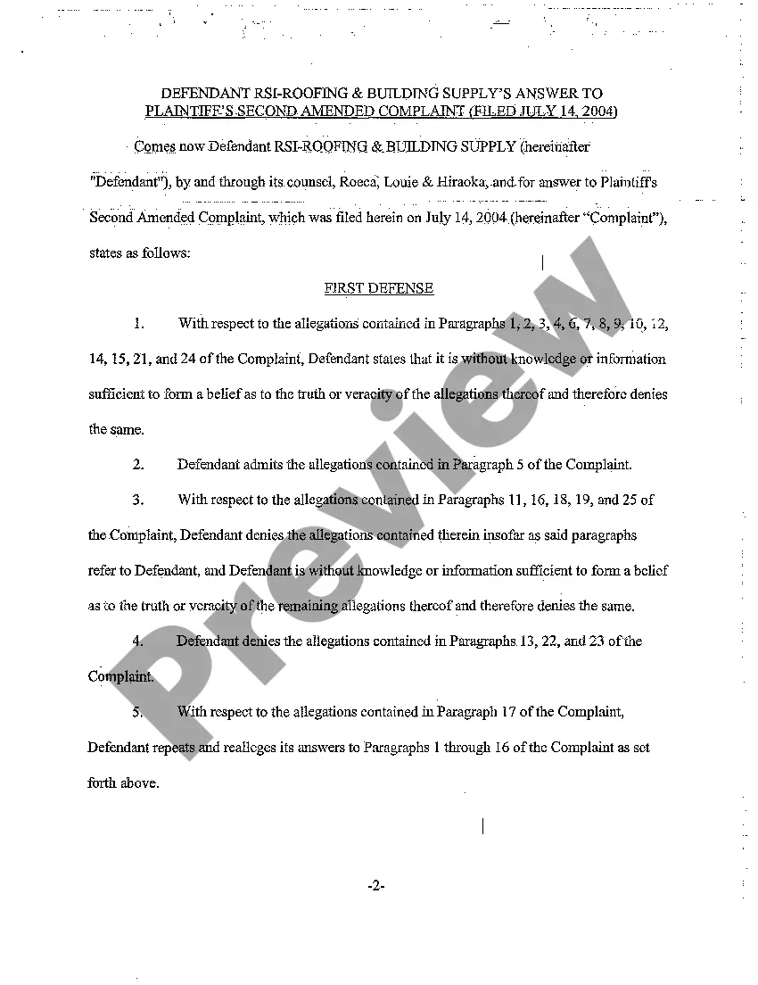 Get A07 Defendant's answer to Plaintiff's Second Amended Complaint Preview A07 Defendant's answer to Plaintiff's Second Amended Complaint