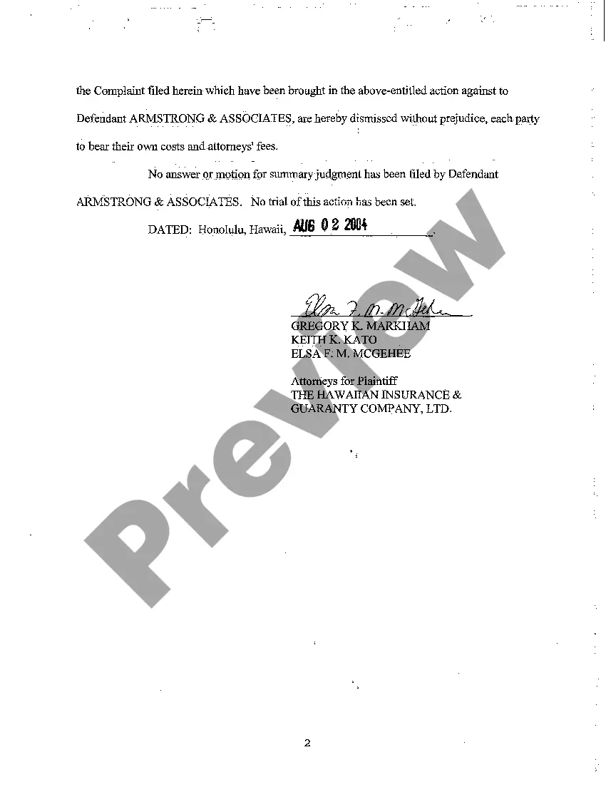 Preview A08 Notice of Dismissal without Prejudice of Plaintiff's Complaint as to all Claims Filed Against Defendant