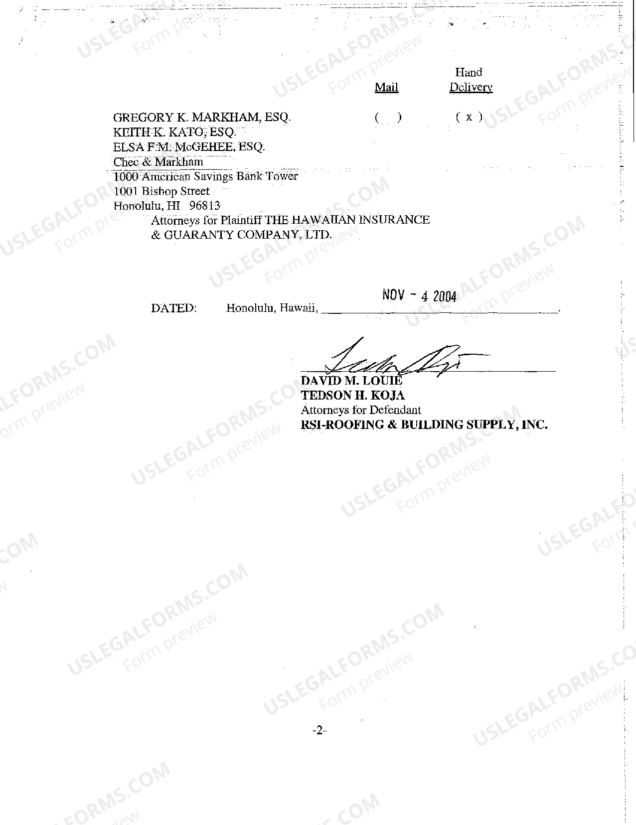 Preview A14 Certificate of Service