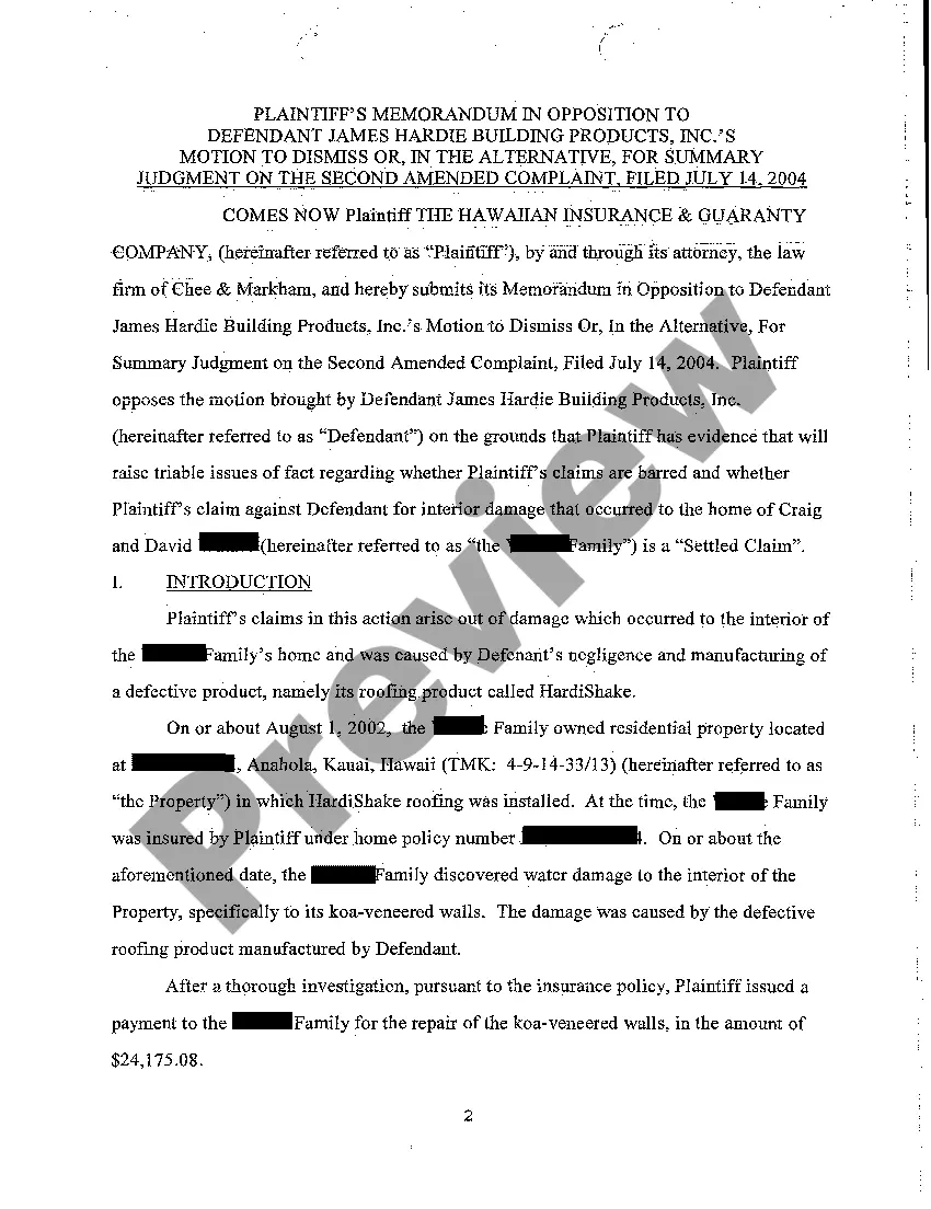 Preview A18 Plaintiff's Memorandum in Opposition to Motion to Dismiss or in the Alternative for Summary Judgment on the Second Amended Complaint