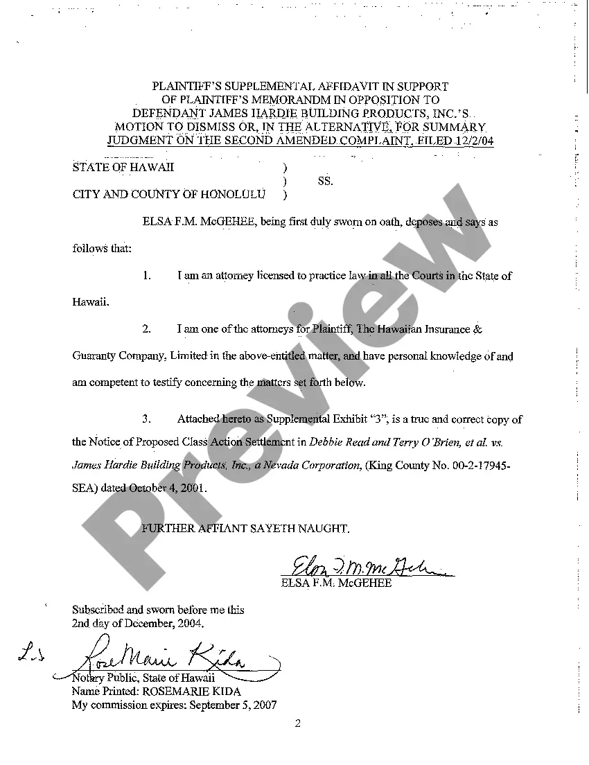 Get A20 Plaintiff's Supplemental Affidavit in Support of Memorandum in Opposition to Motion to Dismiss or, Alternatively, Summary Judgment on Second Amended Complaint Preview A20 Plaintiff's Supplemental Affidavit in Support of Memorandum in Opposition to Motion to Dismiss or, Alternatively, Summary Judgment on Second Amended Complaint