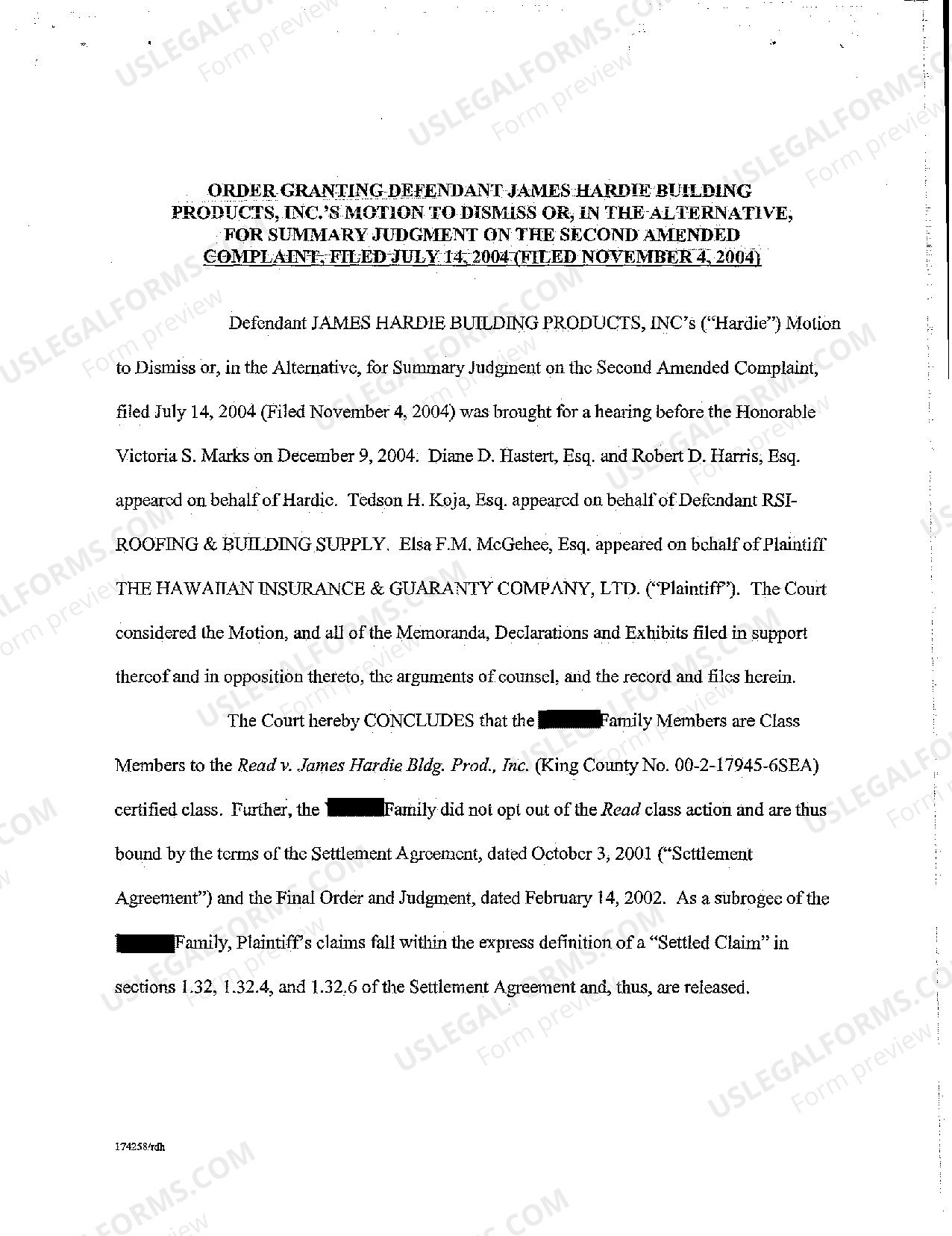 Hawaii Order Granting Defendant's Motion to Dismiss or, in the
