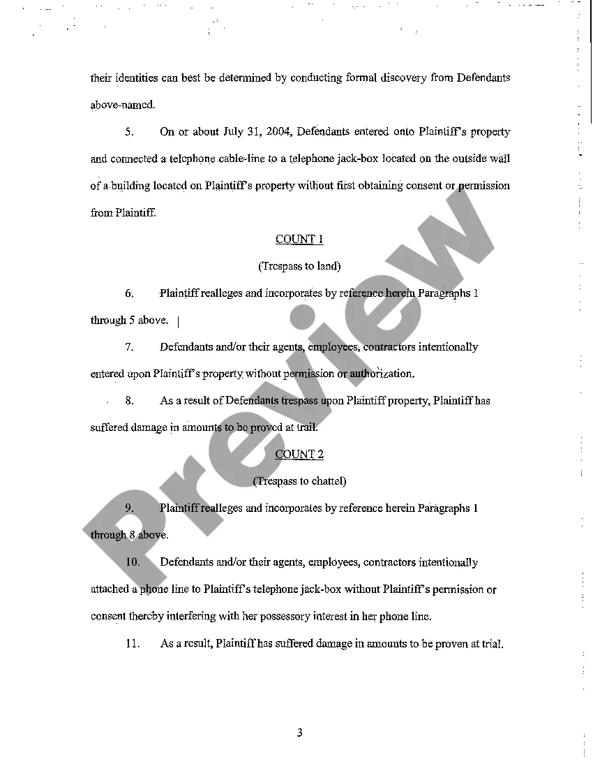 Preview A01 Verified Complaint for Trespass