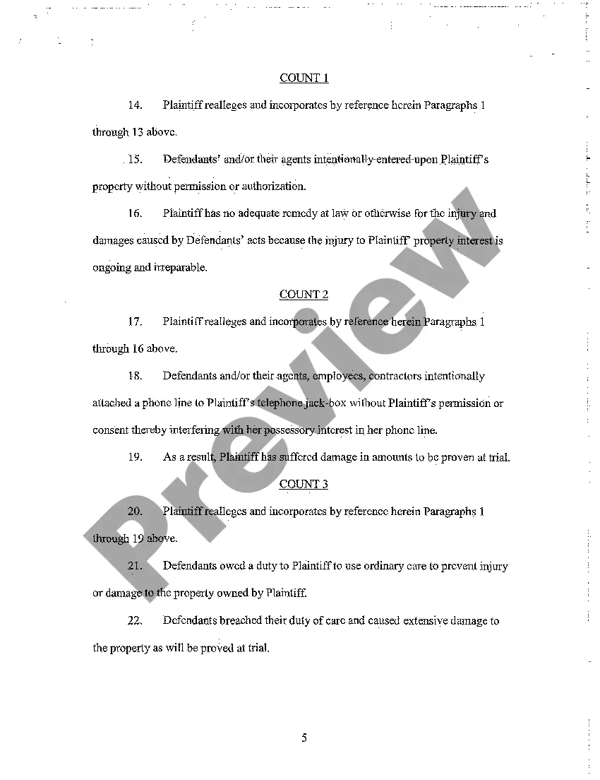 Preview A02 Amended Complaint for Trespass