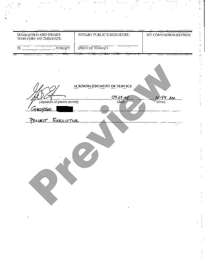 Preview A05 Return and Acknowledgment of Service