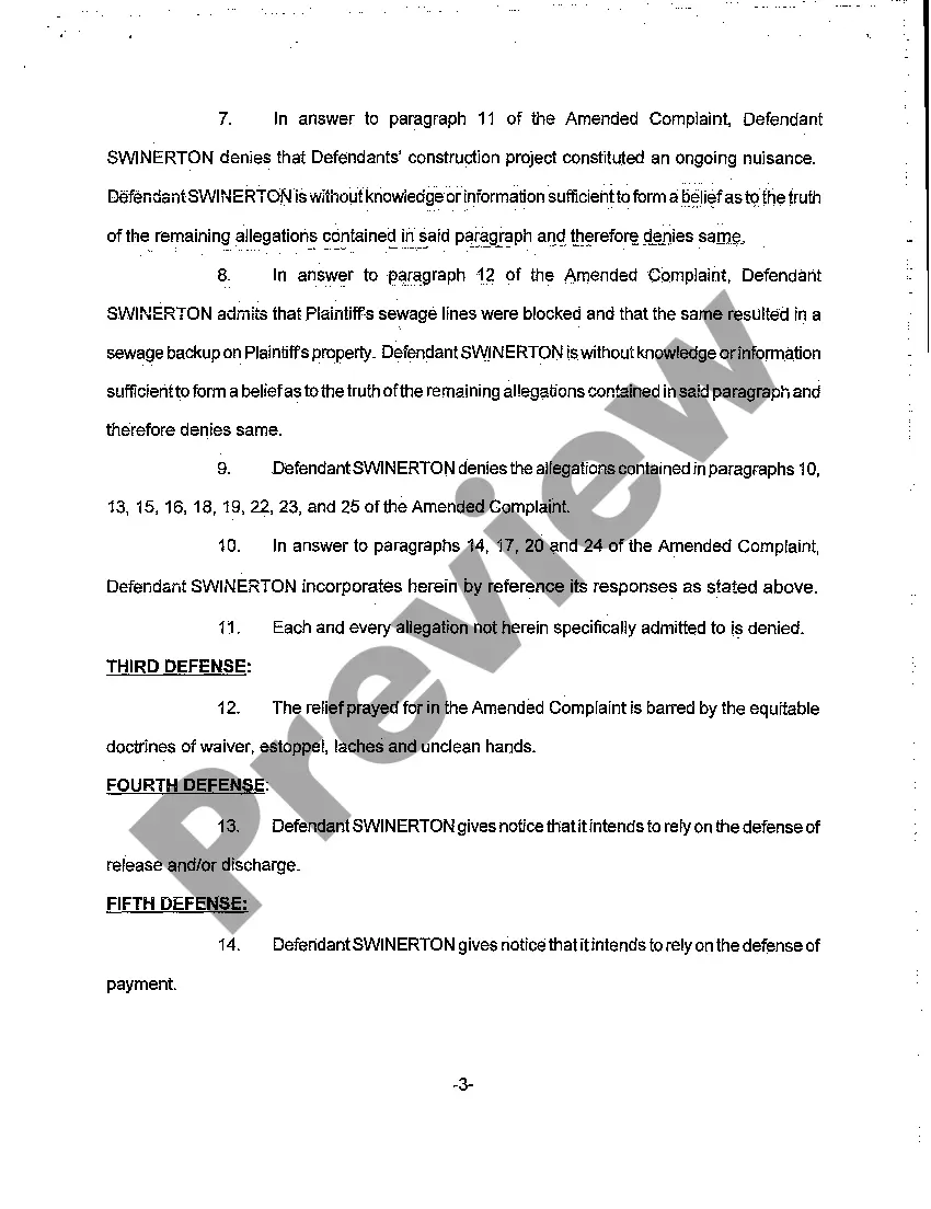 Preview A06 Defendant's Answer to Amended Complaint