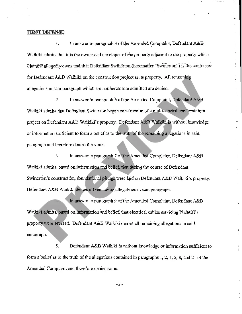 Preview A07 Defendant's Answer to Amended Complaint
