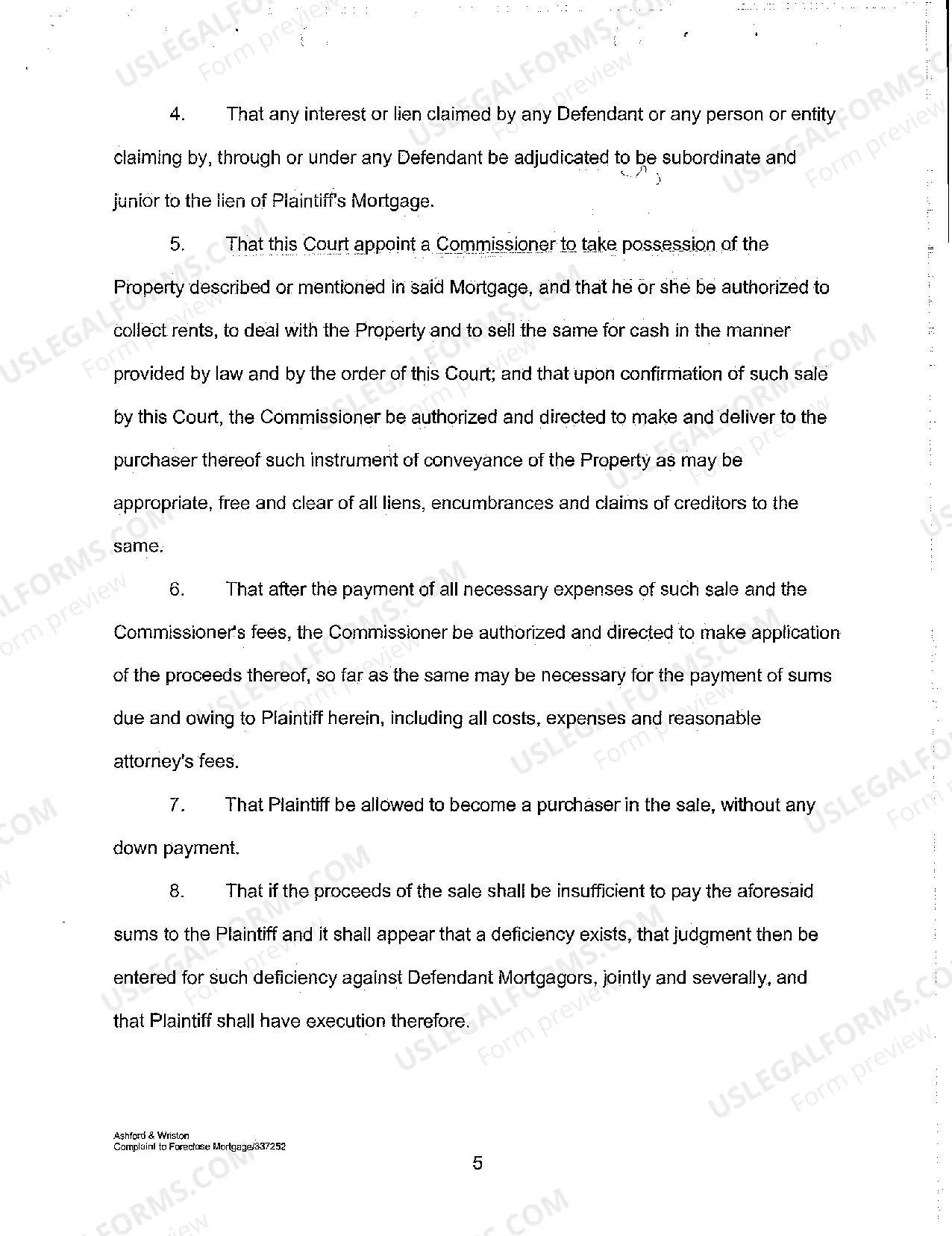 Preview A02 Complaint to Foreclose Mortgage