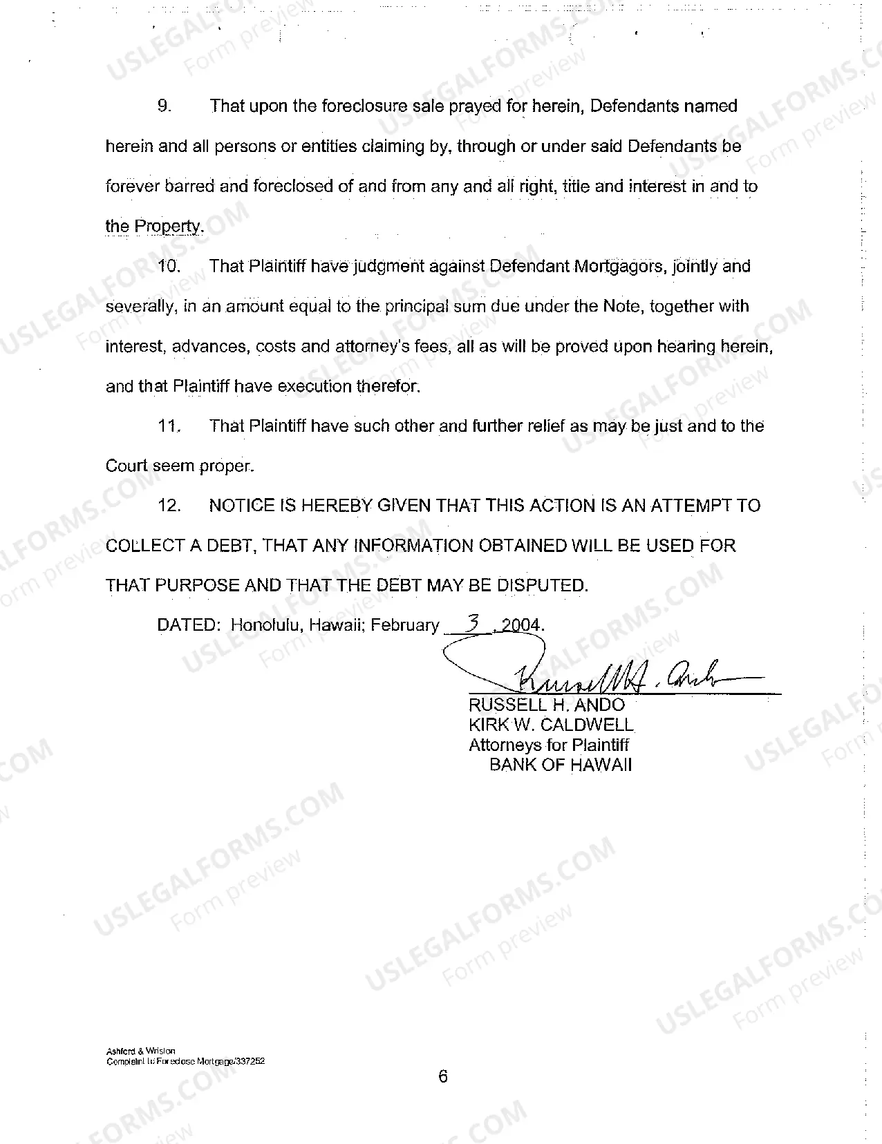 Preview A02 Complaint to Foreclose Mortgage