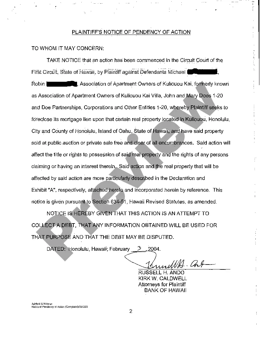 Get A03 Plaintiff's Notice of Pendency of Action Preview A03 Plaintiff's Notice of Pendency of Action