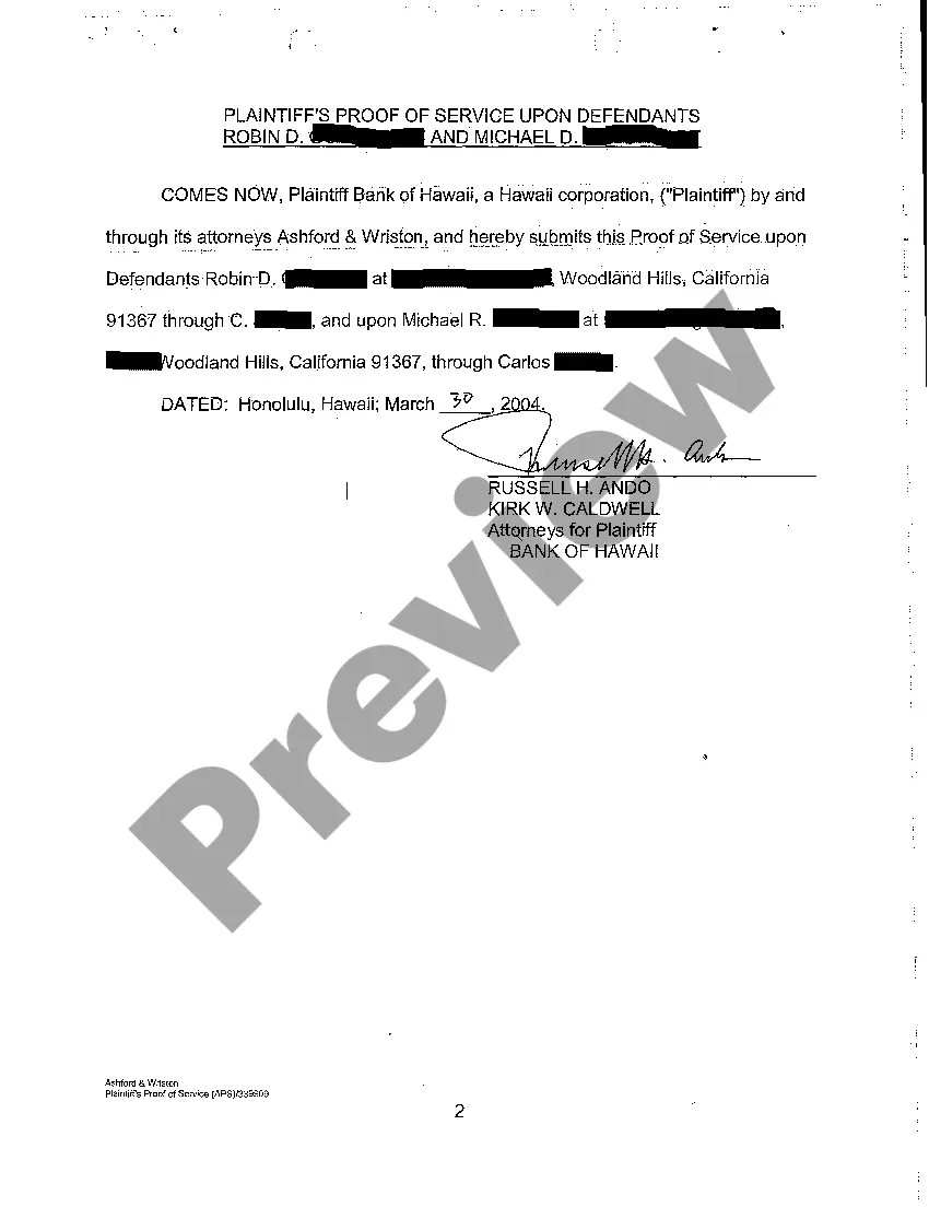Get A08 Plaintiff's Proof of Service Upon Defendant Preview A08 Plaintiff's Proof of Service Upon Defendant