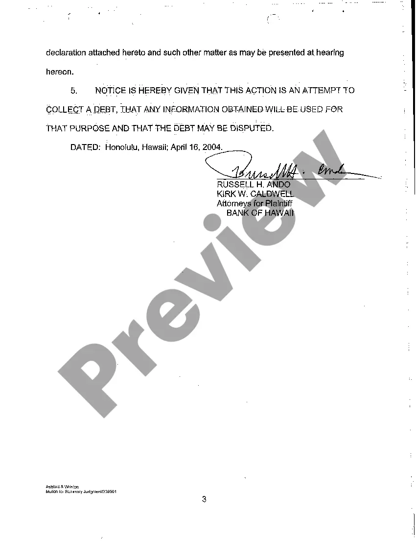 Preview A09 Plaintiff's Motion for Summary Judgment Against Defendants Decree, Interlocutory Decree of Foreclosure and Order of Sale