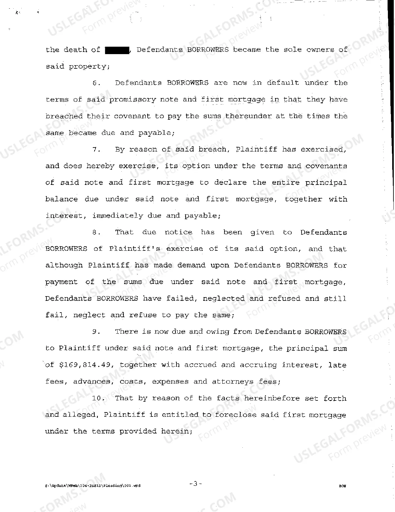 Preview A02 Complaint to Foreclose Mortgage