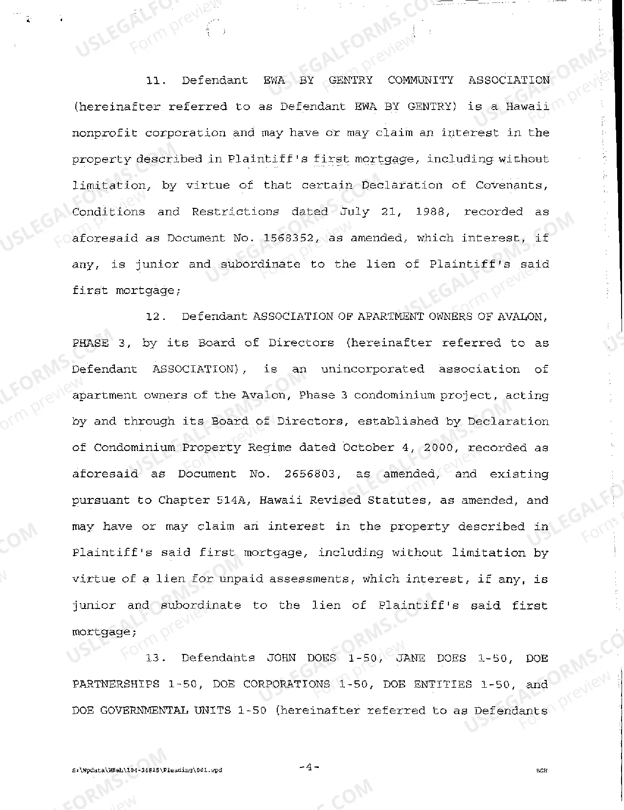 Preview A02 Complaint to Foreclose Mortgage